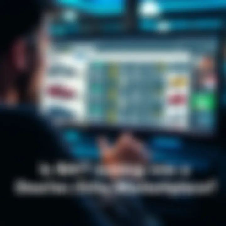 A buyer looks at a computer screen displaying car listings with dealer information and unclear pricing