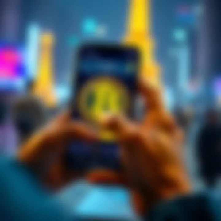 A person using a smartphone to buy Bitcoin on the Coinbase app