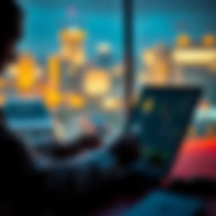 A person using a laptop to purchase cryptocurrency on a peer-to-peer platform without showing ID.