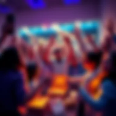 Bybit Passport Event Rewards People celebrating after posting their journey in Bybit's Passport event, surrounded by rewards and excitement.