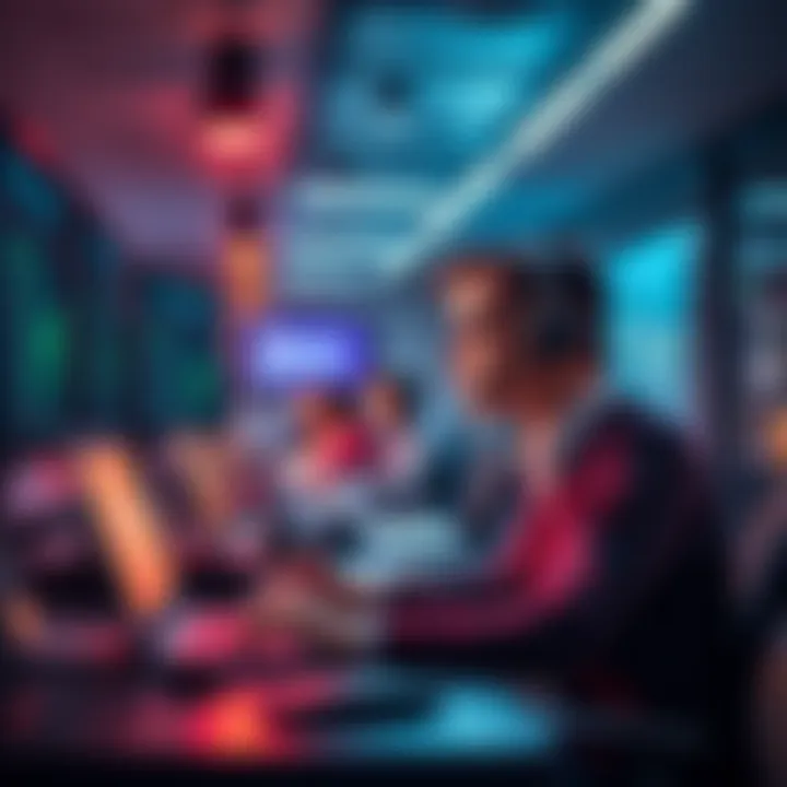 A visual representation of a call center assisting cryptocurrency users, showcasing communication technology and customer engagement.