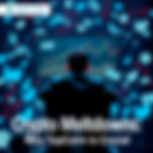 A person sitting calmly with hands on their lap while looking at falling crypto charts on a screen, surrounded by chaotic social media posts expressing panic.