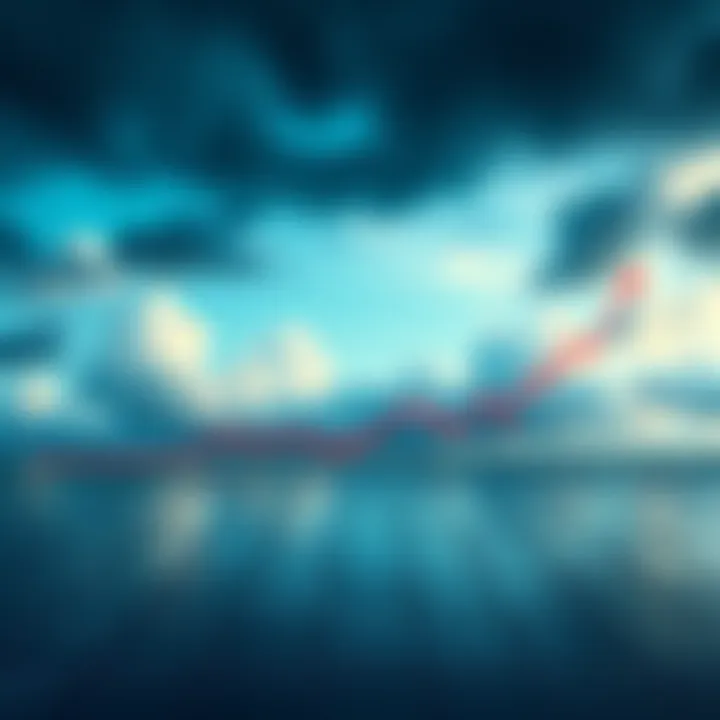 Calm Crypto Market A graph showing a flat trend in cryptocurrency prices with a cloudy sky background, symbolizing uncertainty in the market