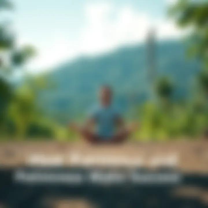 A person sitting cross-legged in a peaceful setting, practicing meditation to find calmness and patience, surrounded by nature.