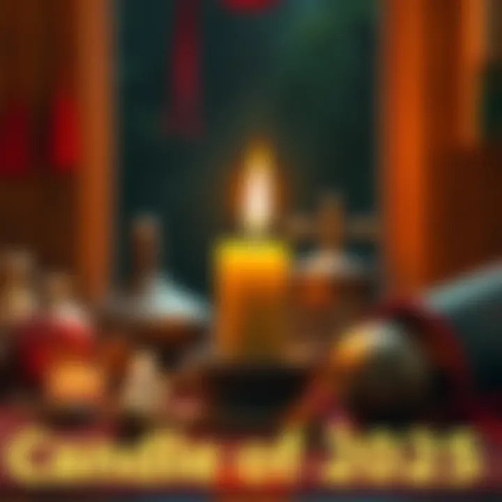 A glowing candle surrounded by traditional items symbolizing cultural heritage and connection.