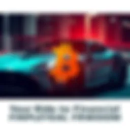 A sleek car with a cryptocurrency symbol overlay, representing financial freedom and investment opportunities in car culture.