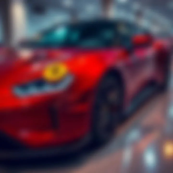 A sleek car decorated with the $POWSCHE logo, representing the connection between the memecoin and car enthusiasts.