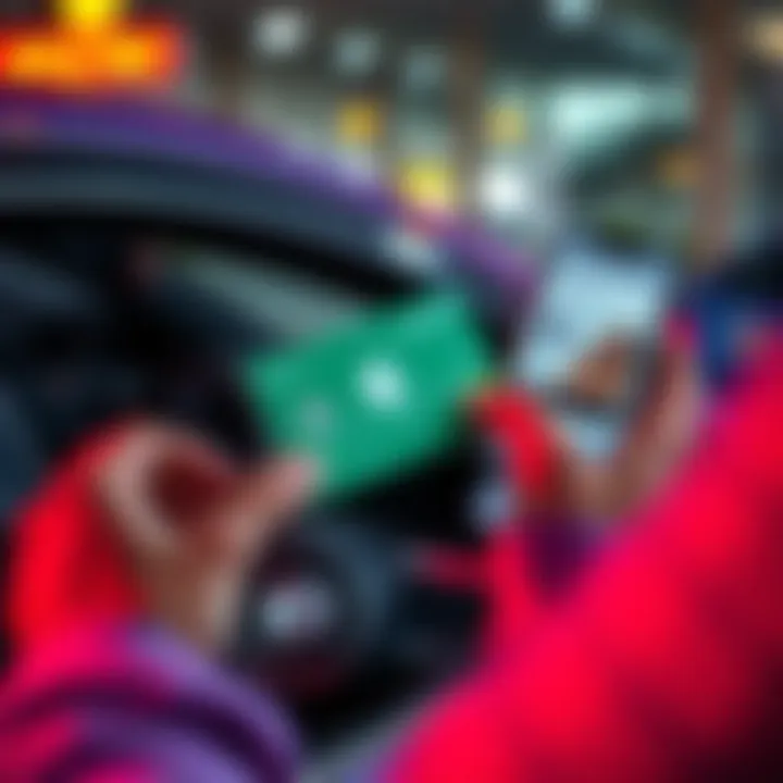 Car purchase with Apple Pay Person holding a Revolut card next to a car while checking Apple Pay on their phone