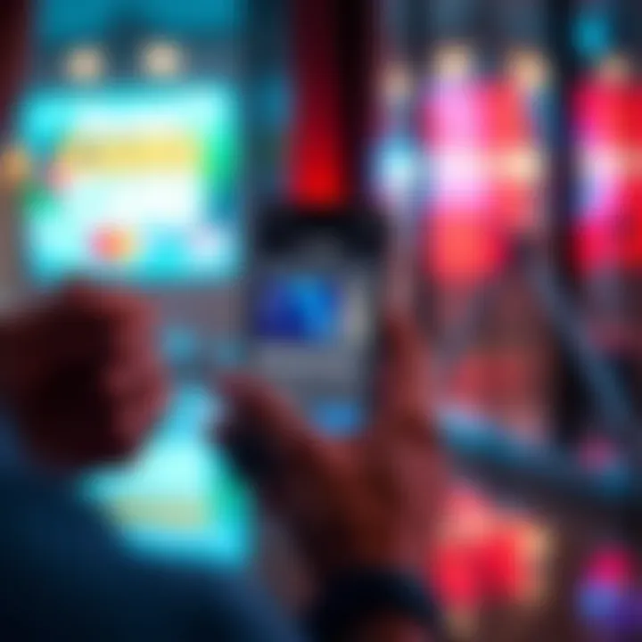 A person looking at a smartphone with a standard card and premium card options displayed on the screen, considering cancellation options.