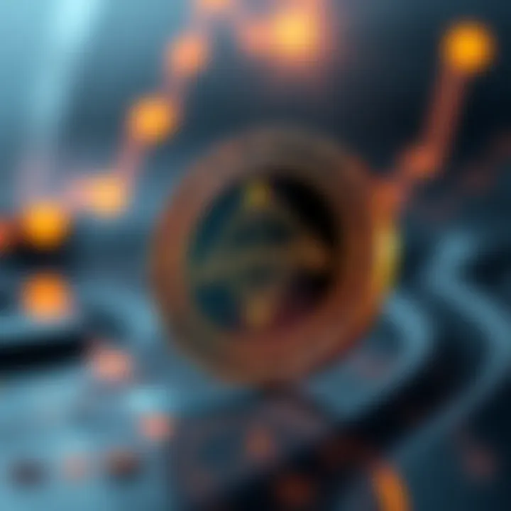 A digital representation of the Cardano ADA coin with an upward trend line in the background, symbolizing hopes for recovery in 2026.