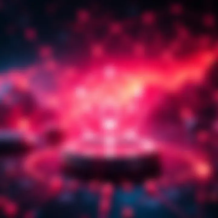 A digital representation of Cardano's growth with symbols for scaling, smart contracts, and cross-chain connectivity