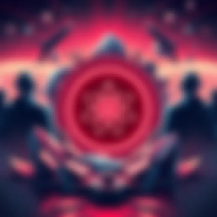 Cardano Logo with Future Elements Illustration of the Cardano logo surrounded by futuristic elements representing growth and challenges in cryptocurrency.