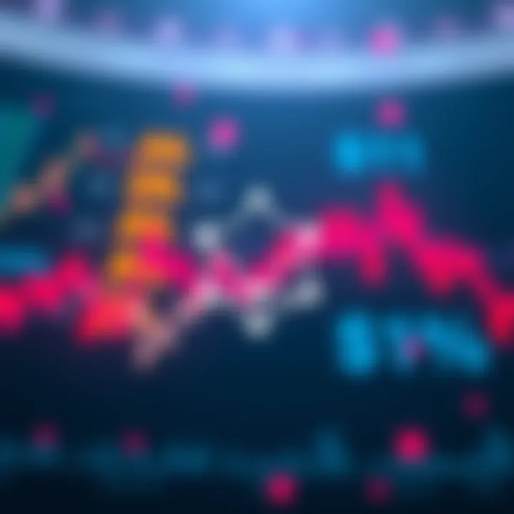 A graphic showing Cardano's logo with market trend lines and rumor icons