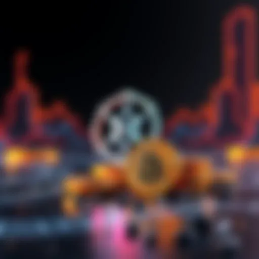 Graphic showing Cardano logo with Bitcoin coins, symbolizing the conversion of ADA treasury to Bitcoin.