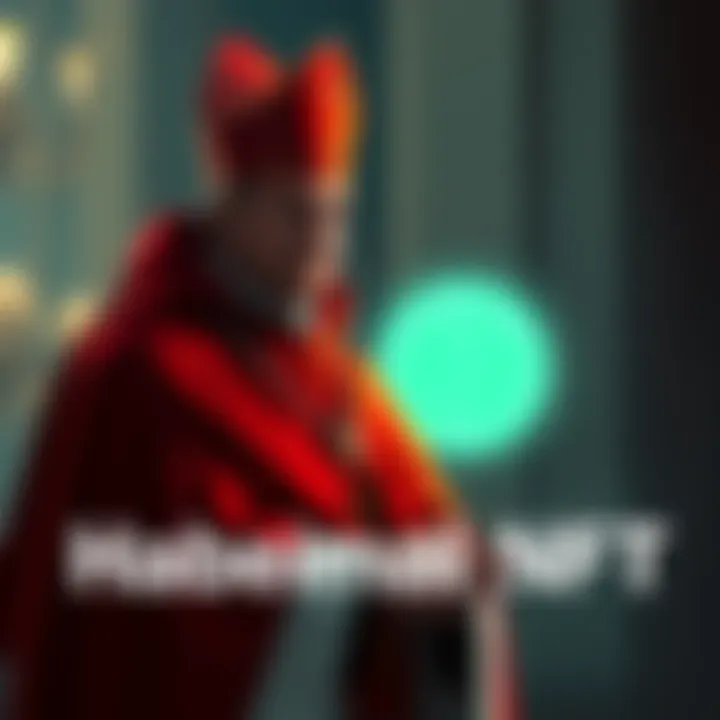 A digital illustration of a cardinal wearing traditional red robes with a glowing NFT symbol beside it, representing the minting process.
