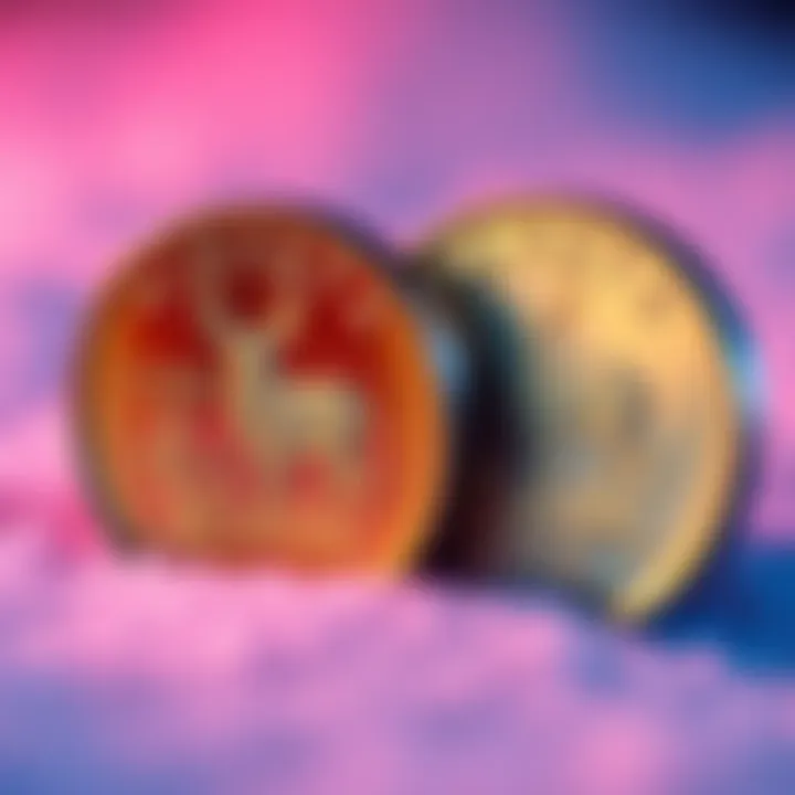 Close-up view of the 1991 and 1992 caribou quarters displaying their detailed designs