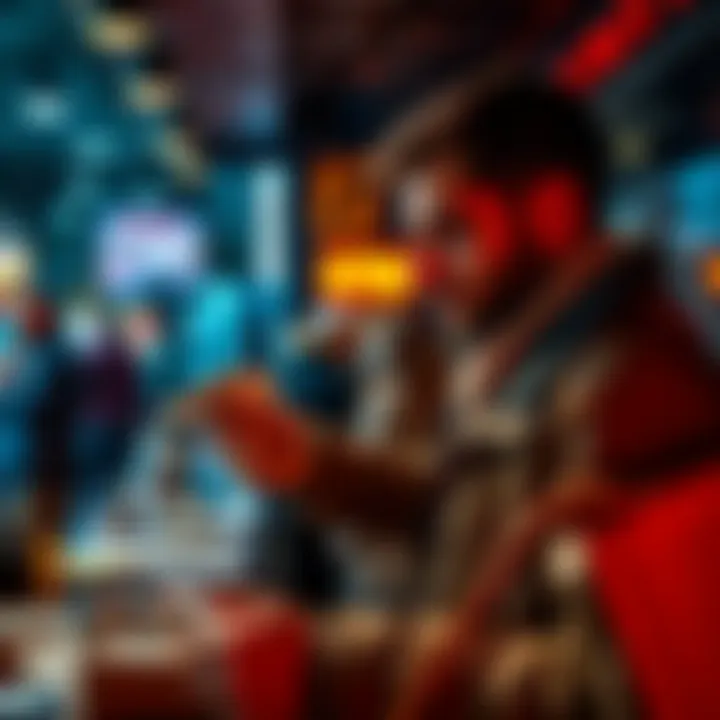 A Londoner exchanging cash for cryptocurrency in a local setting, reflecting community connections.