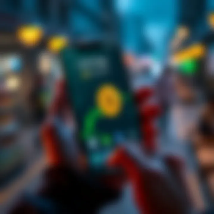 A person holding a smartphone displaying Cash App with Bitcoin icon on the screen.