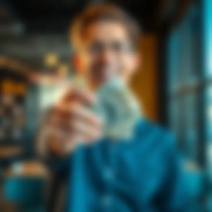 A person holding cash with a happy expression, representing the instant cash offer concept in Australia.