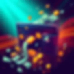 Illustration showing a digital wallet with money flowing into Tornado Cash, symbolizing stolen funds movement in cryptocurrency