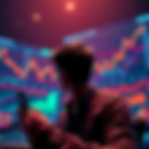 A person considering cashing out Ethereum and looking at financial graphs showing US market trends.