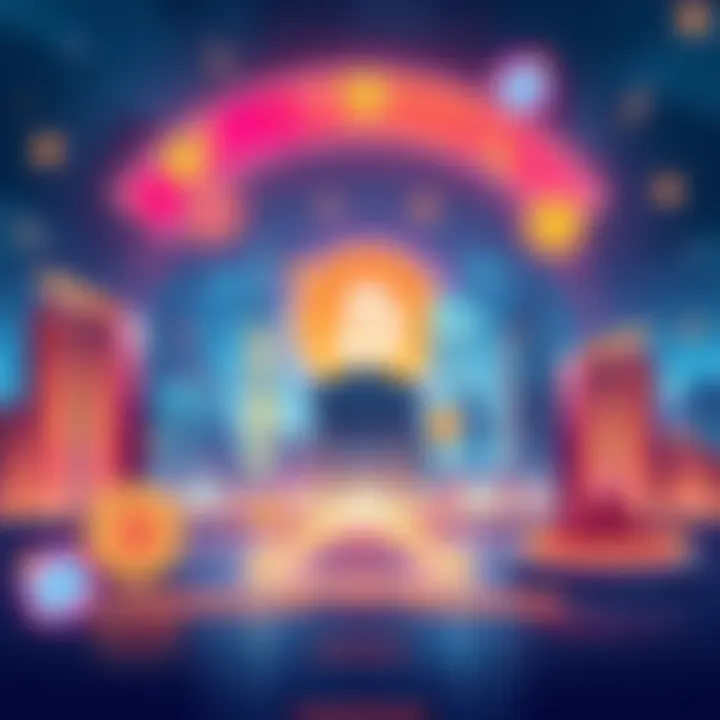 An artistic representation of CBDCs influencing Bitcoin purchases, featuring dynamic financial symbols and a modern skyline.