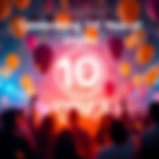 A vibrant celebration scene with balloons and confetti, showcasing the Crypto.com logo and people enjoying the event.