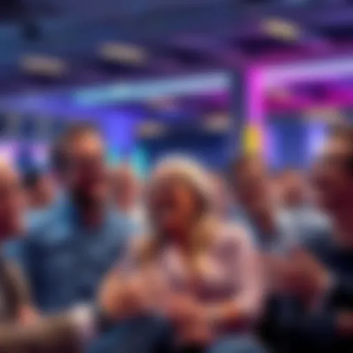 A group of people laughing and discussing the 0.05 Pi validation in a lively forum setting