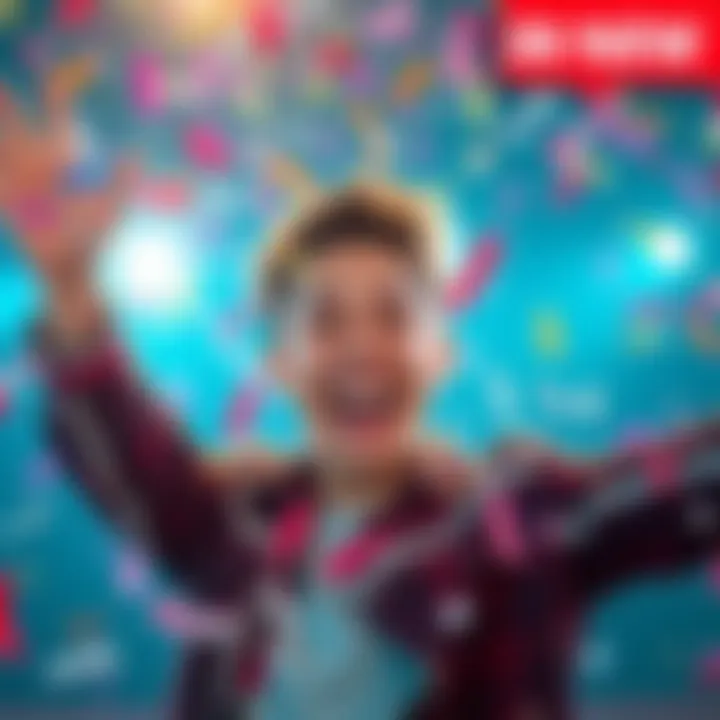 Celebrating Personal Victory A person joyfully celebrating their first win with confetti and a big smile.