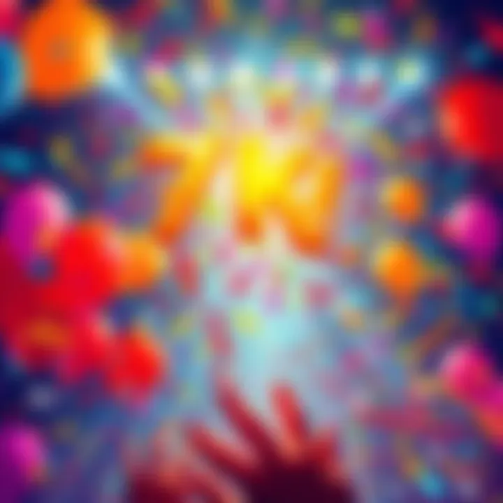 A vibrant scene depicting a festive atmosphere with confetti and balloons, symbolizing achievement and a bright future.