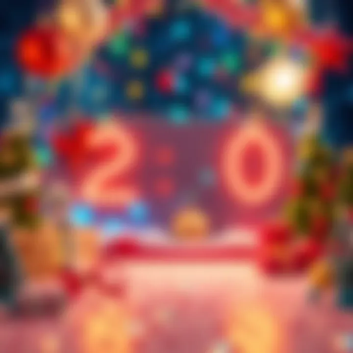 Colorful countdown calendar with festive decorations