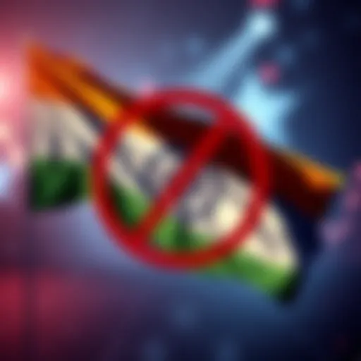 A graphic showing the Indian flag with a cryptocurrency symbol crossed out, highlighting the central bank's call for a ban.