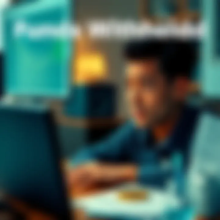 A person looking frustrated while viewing their Changelly account showing withheld funds, with KYC documents on a desk.