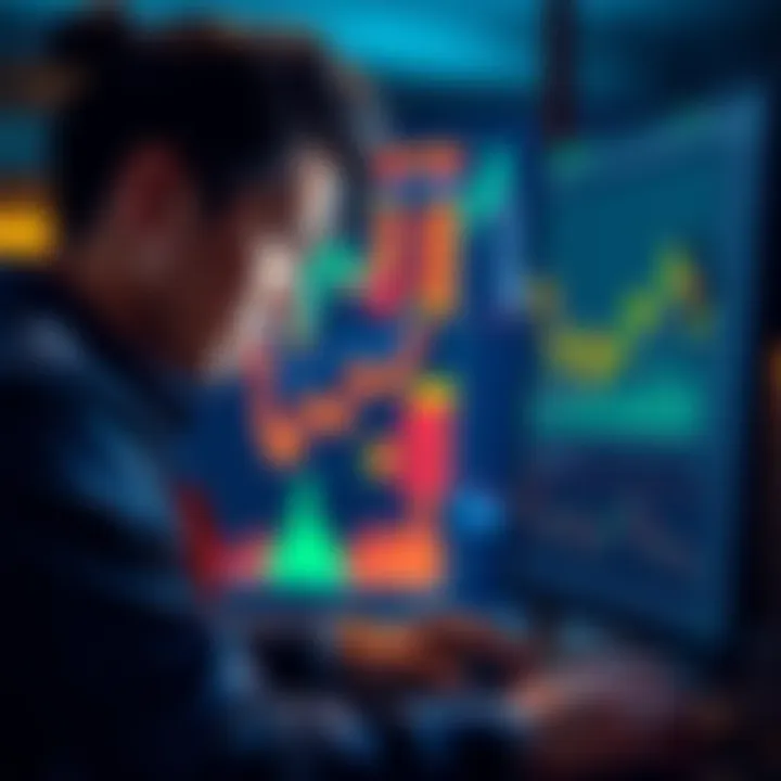 A user expresses concerns about transaction volumes and KYC issues on ChangeNow Exchange, depicting a worried person looking at a computer screen with financial graphs.