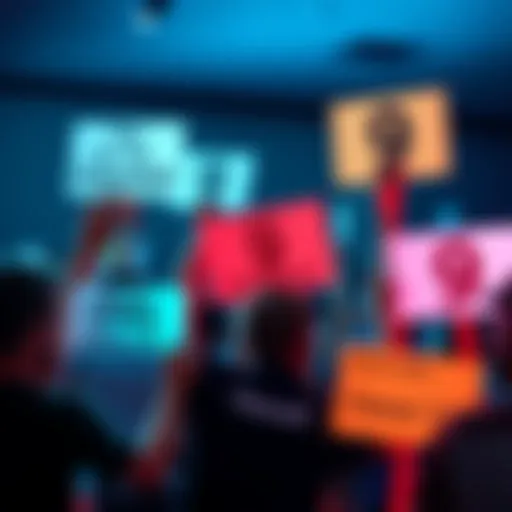 A group of viewers holding up signs demanding a new casting director for Channel 9 to ensure experienced actors.