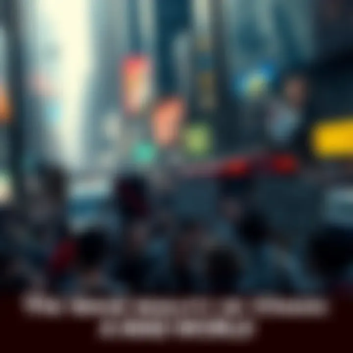 A crowded urban scene filled with people holding signs and banners, conveying political tension and economic struggles, amidst rising costs and uncertainty.