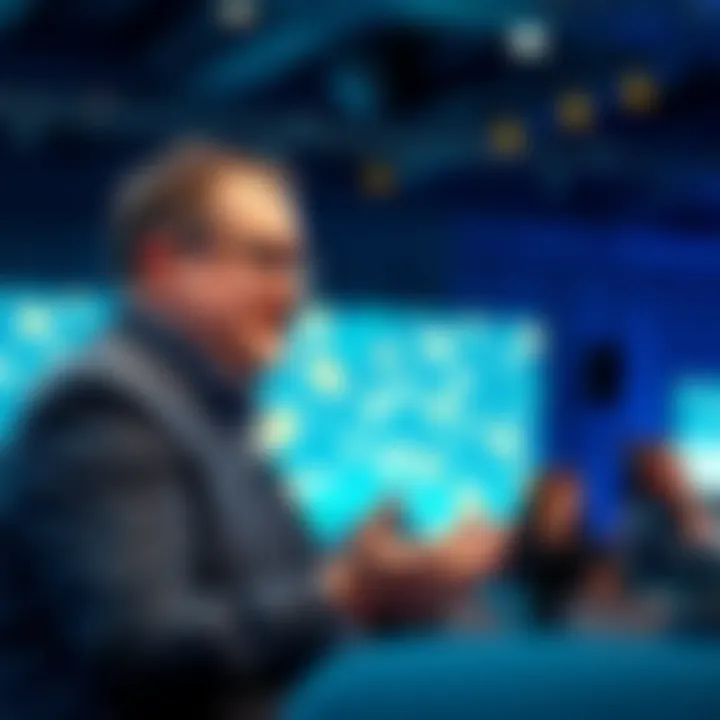 Charles Hoskinson Speaking on Blockchain Charles Hoskinson discussing blockchain technology at an event