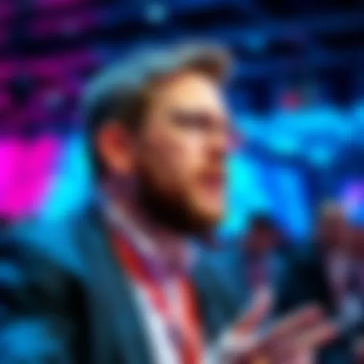 Charles Hoskinson speaking about Cardano's funding strategies for 2026 at a conference.