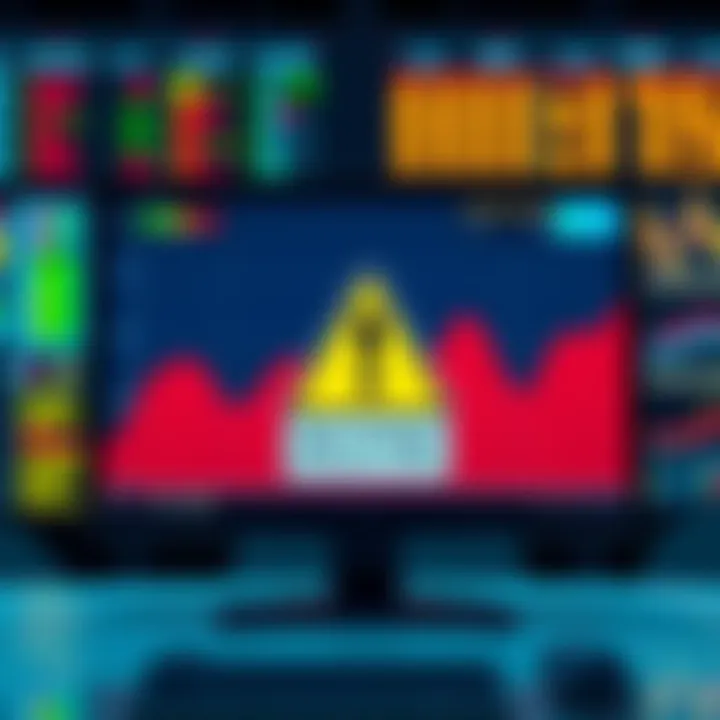 Chart Posts Being Removed from Forums A chart displayed on a computer screen with a warning sign, representing deleted posts on forums
