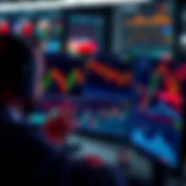 Chart Analysis A trader analyzing financial charts with indicators like RSI and MACD on a computer screen