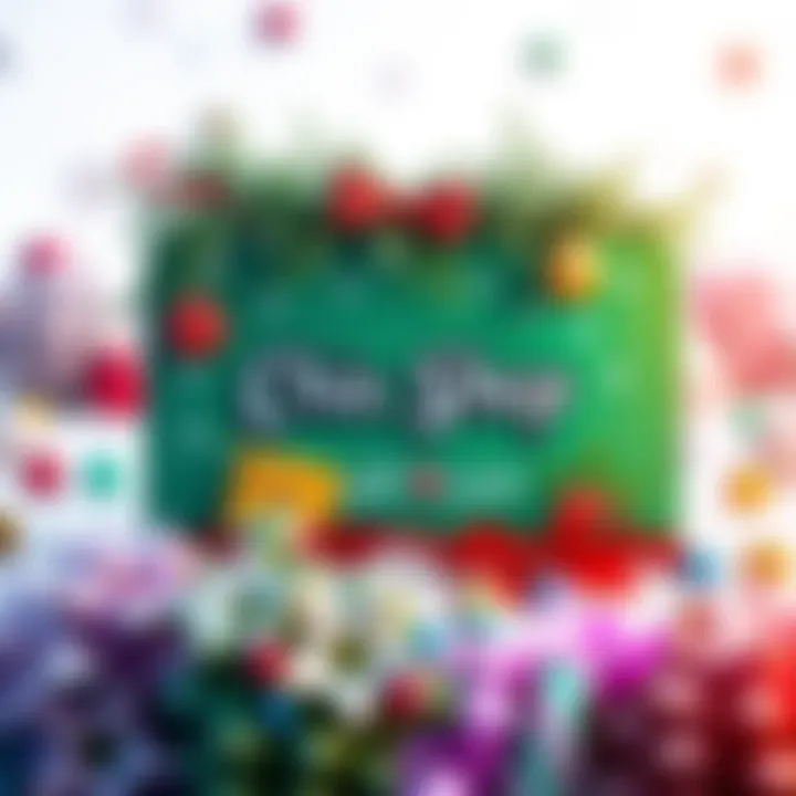 A colorful Chia Shop gift card featuring a design with chia plants and festive elements