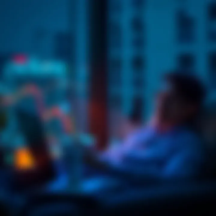 A person relaxing while observing their crypto investments on a laptop with price alerts set up, looking calm and unbothered by market changes.