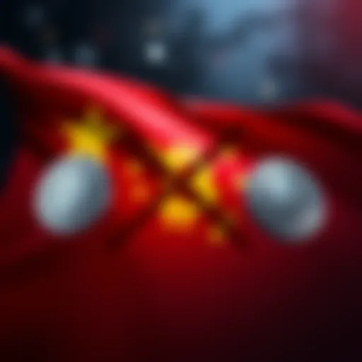 Chinese flag with cryptocurrency symbols being crossed out, representing the 17th ban on crypto.