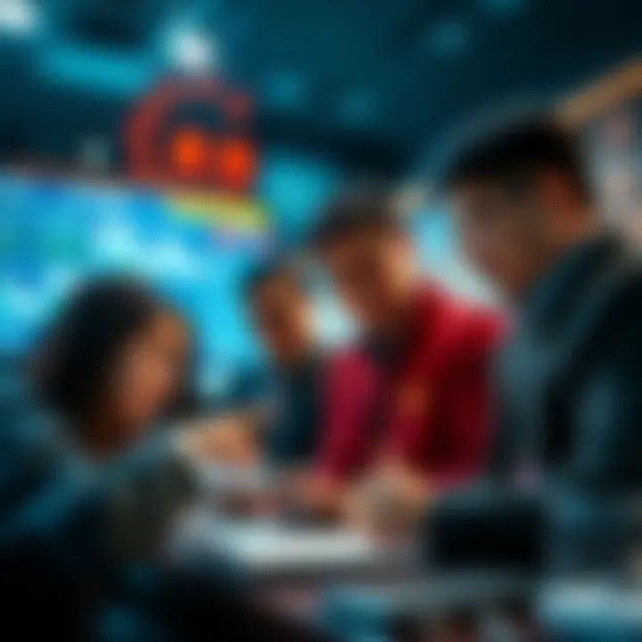 Chinese Investors Seizing Market Opportunities A group of Chinese investors discussing market trends and opportunities, looking at charts and data