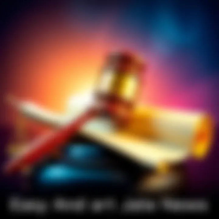 A graphic showing a gavel and a scroll, representing legislative markup for the CLARITY Act