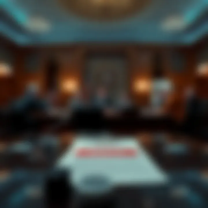 Senate Banking Committee meeting discussing the Clarity Act, with a document on the table highlighting missing conflict of interest section