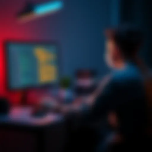 A person sitting at a computer with code on the screen, trying to recover their MetaMask seed phrase after it was translated into Czech.