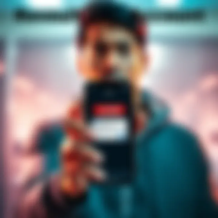 A person looking frustrated while holding a phone showing a closed account notification from a banking app.