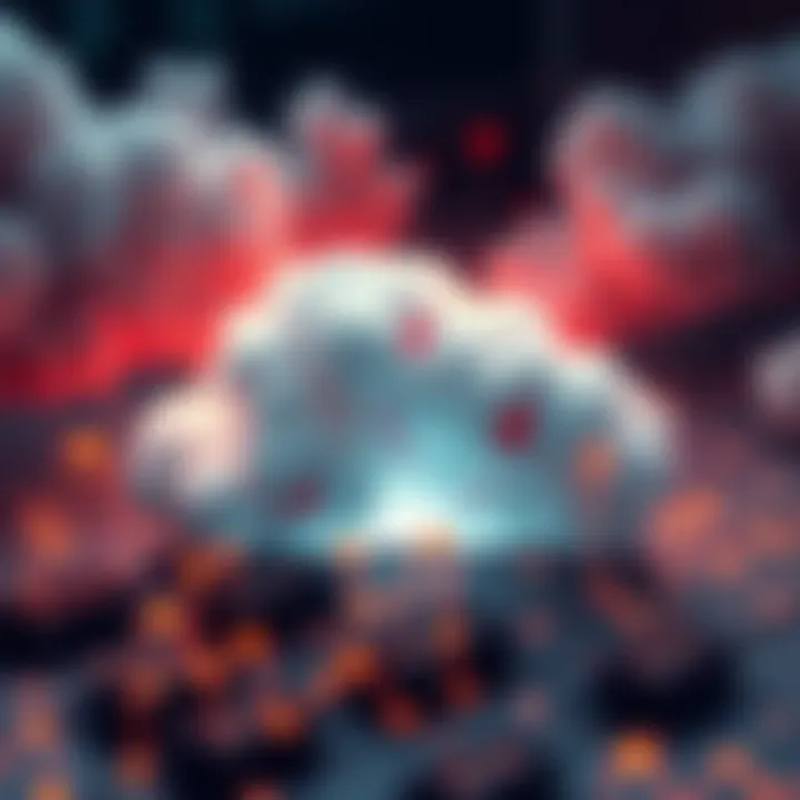 Cloud computing disruption A representation of a cloud with broken connections symbolizing an AWS outage affecting cryptocurrency infrastructure