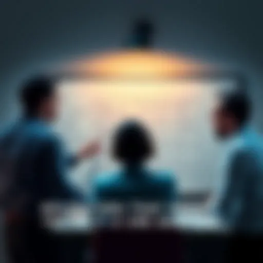 Team discussing CMS options with features and pricing on a whiteboard